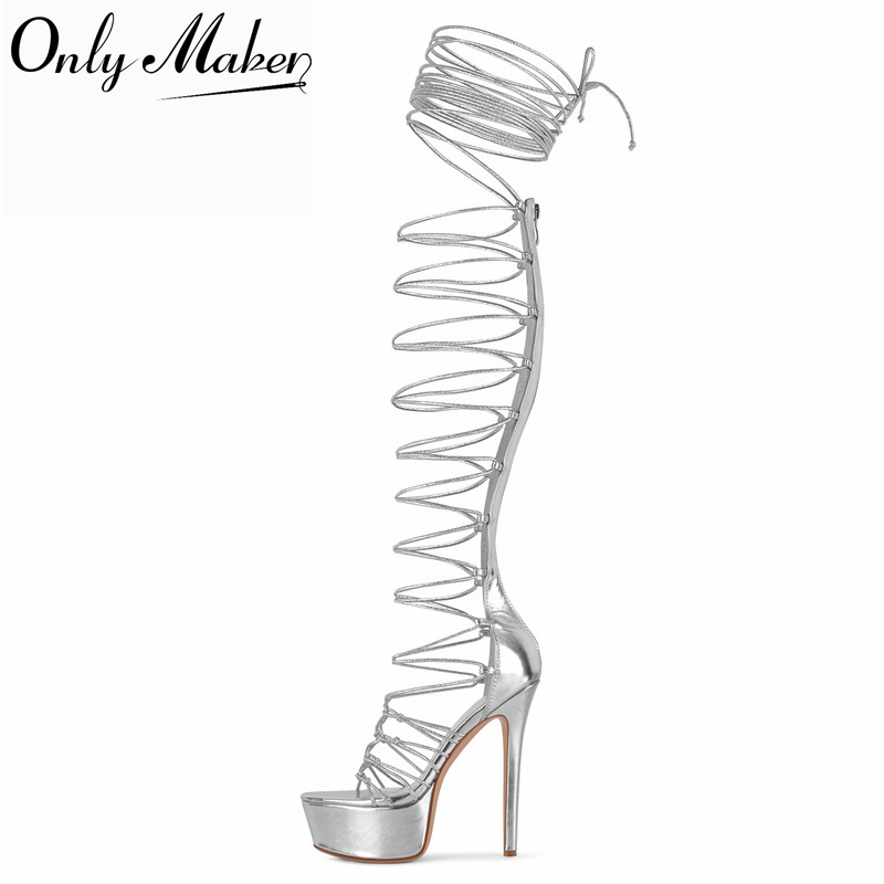 Sandal Strappy Heeled - Sandalias de gladiador con plataforma, de