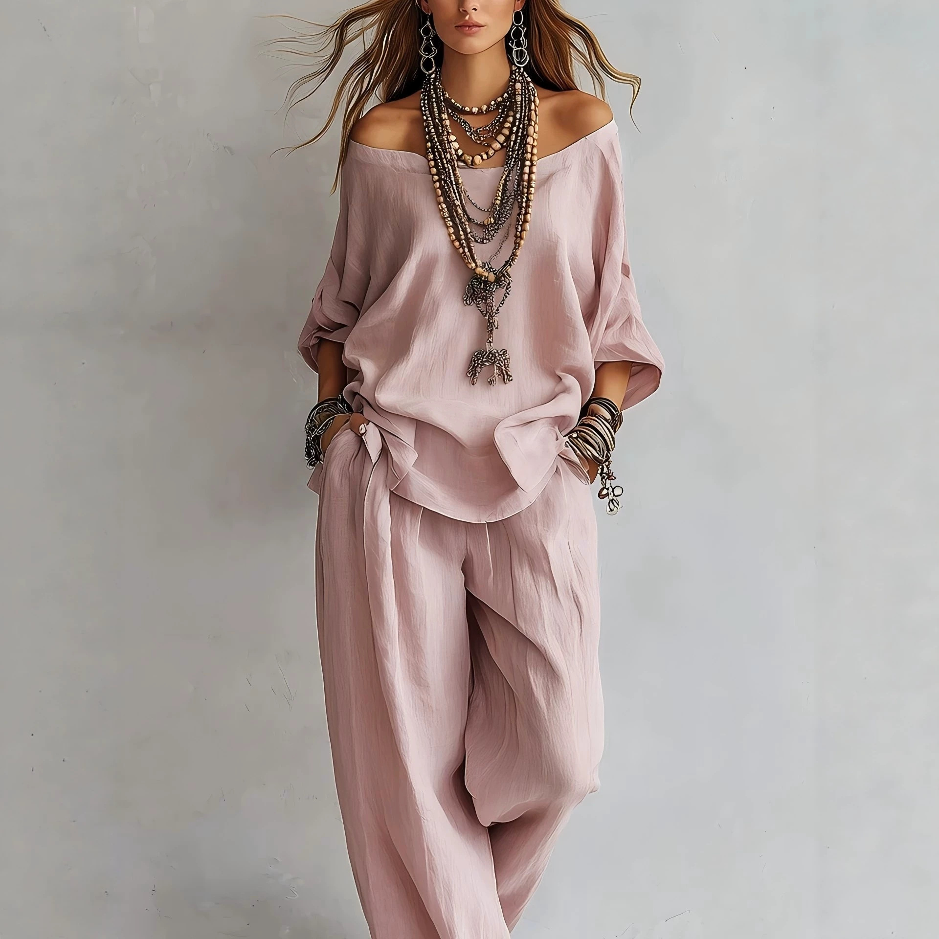 Conjunto de Top de Lino Holgad - Linen Pant Wide reseña y precio