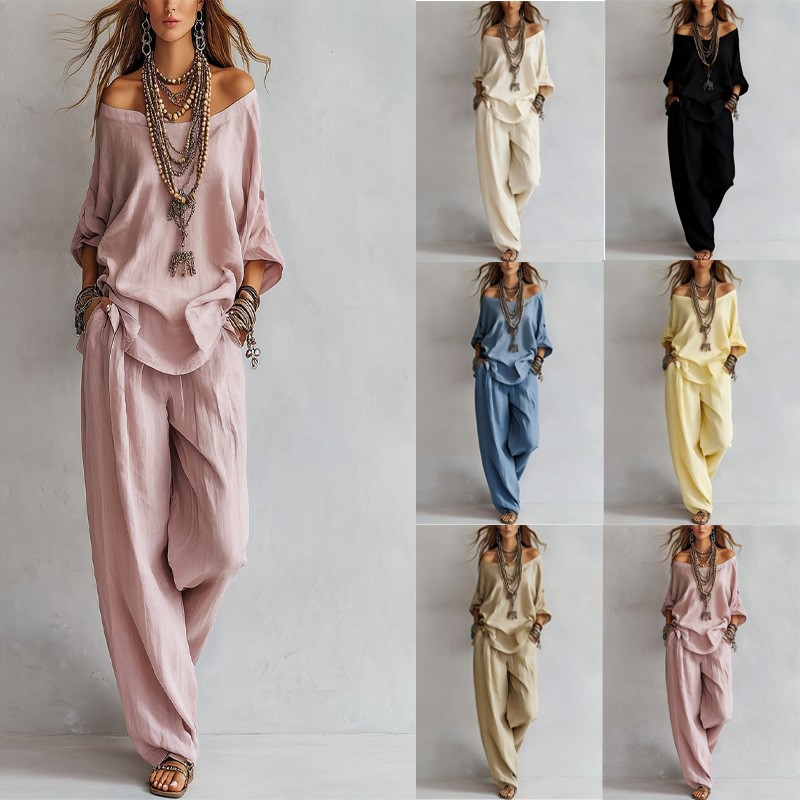 Traje de dos piezas para mujer - Linen Pant Wide reseña y precio