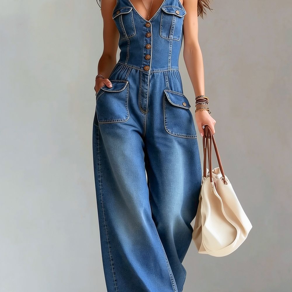 Mono vaquero informal para muj - Jumpsuit Linen Relaxed reseña y precio
