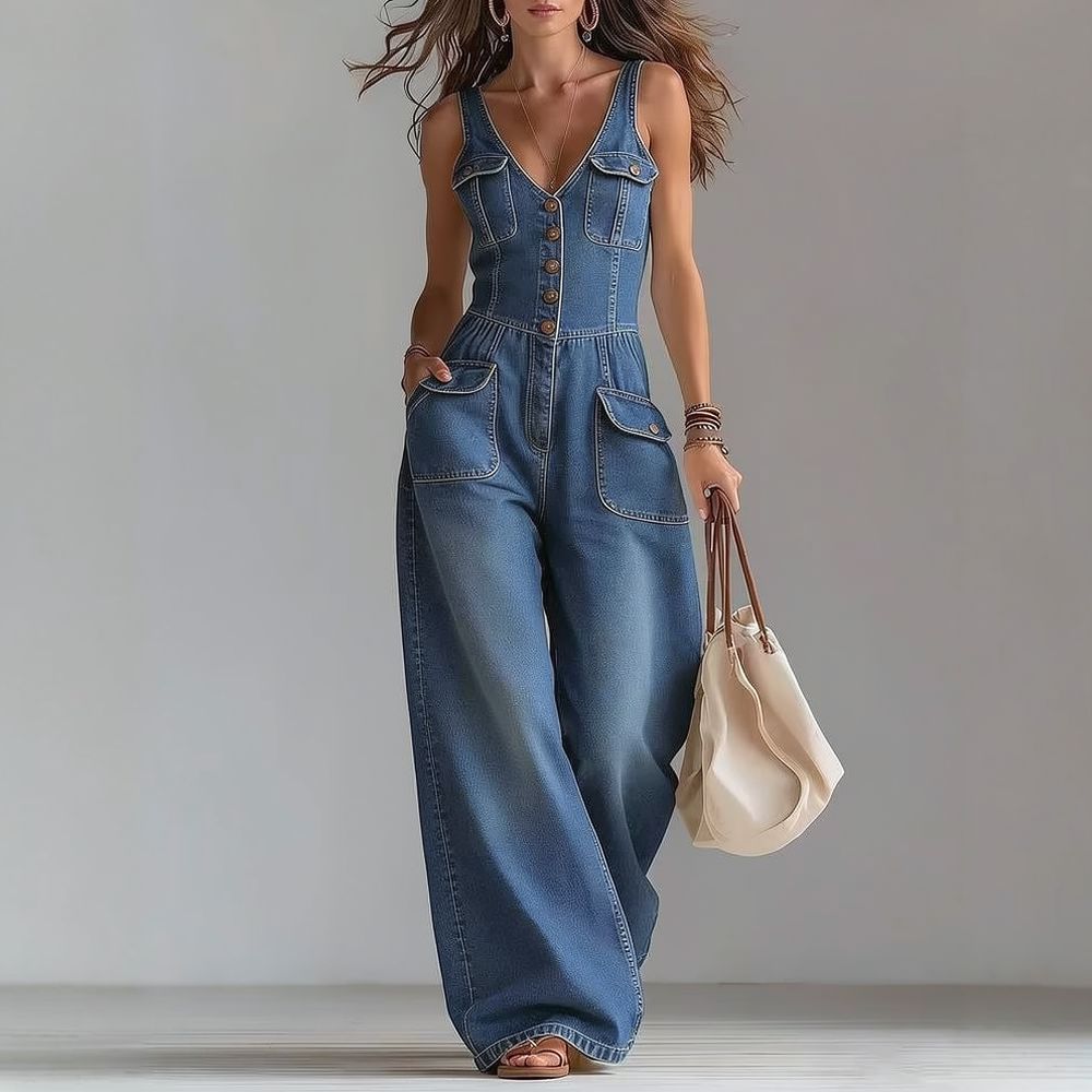 Mono vaquero informal para muj - Jumpsuit Linen Relaxed reseña y precio